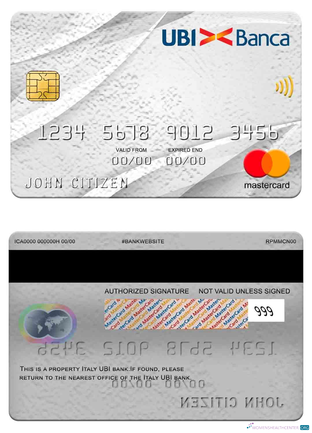 Download Italy UBI bank mastercard Photoshop template